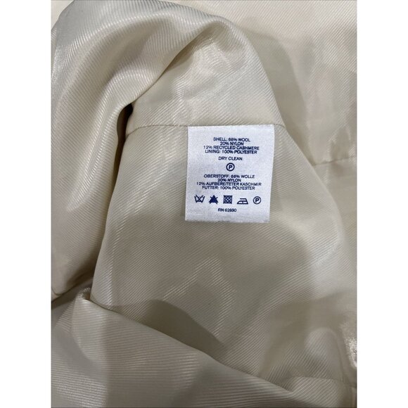 Lands End Peacoat Womens 2 Cream Wool Blend Midi Winter Coat Single Breasted - Picture 7 of 10